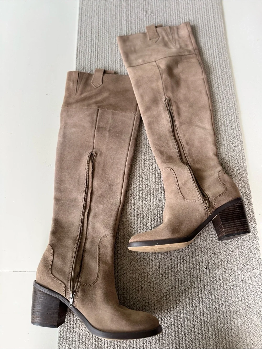 Seychelles Taupe Suede Over-the-Knee Block Heel Boots Sz 8